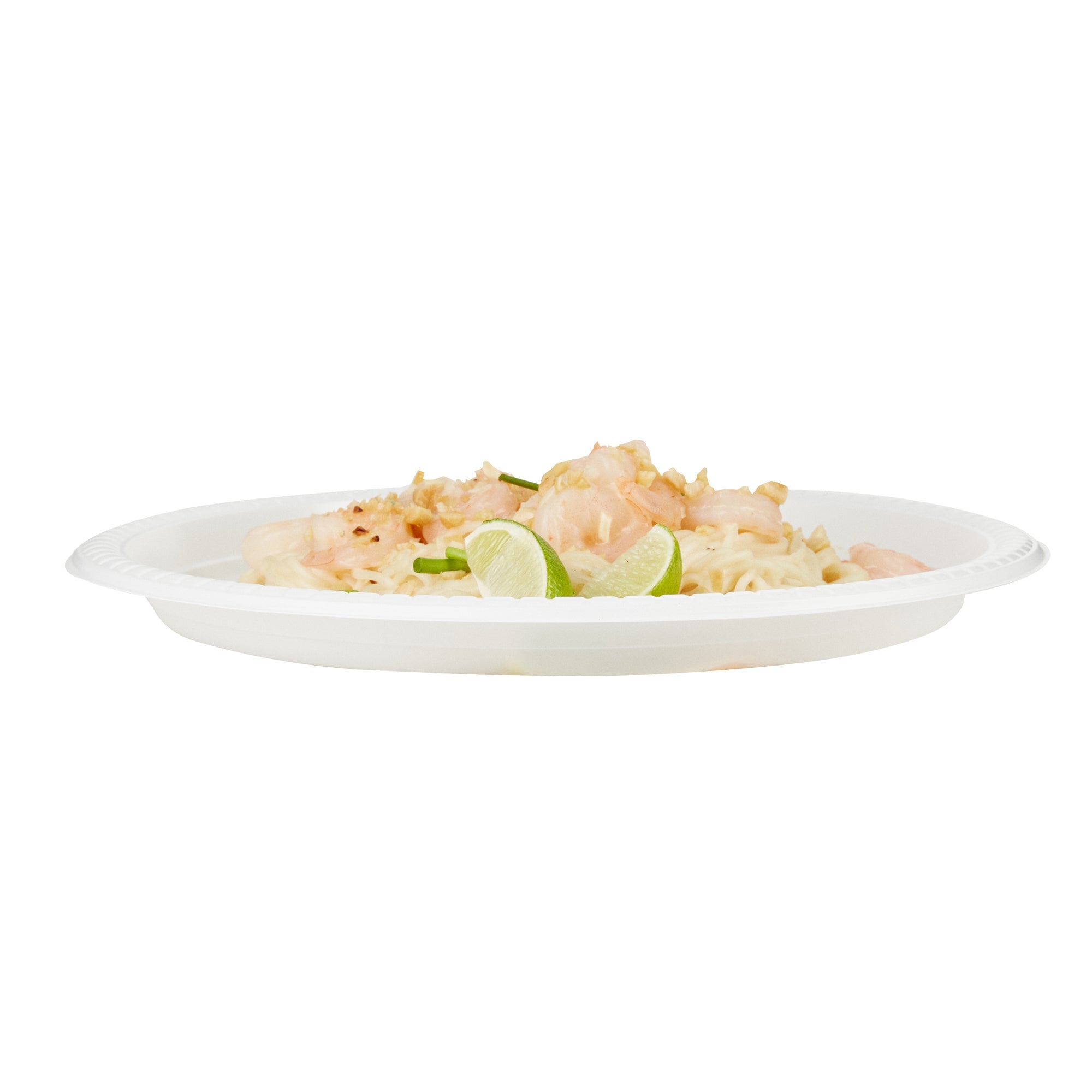 Chef 101 Round White Plastic Plate - Microwavable - 10 1/4" x 10 1/4" x 3/4" - 100 count box