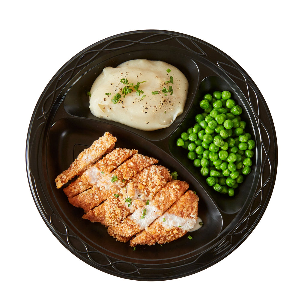 Chef 101 Round Black Plastic Plate - 3 Compartments, Microwavable - 10 1/4" x 10 1/4" x 1" - 100 count box