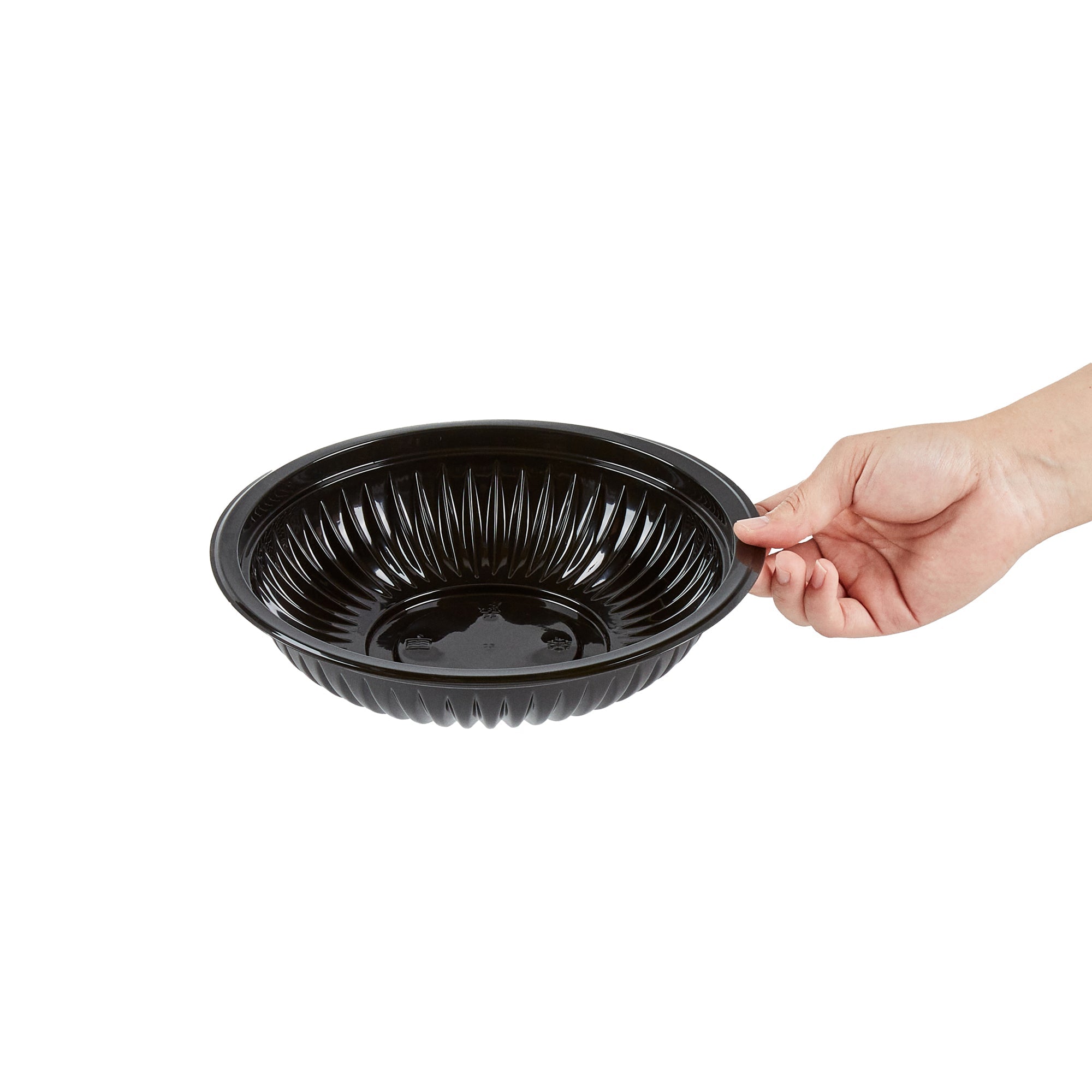 Chef 101 34 oz Round Black Plastic Bowl - Microwavable - 9" x 9" x 2" - 50 count box