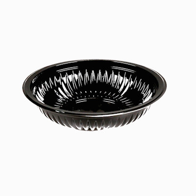 Chef 101 34 oz Round Black Plastic Bowl - Microwavable - 9" x 9" x 2" - 100 count box