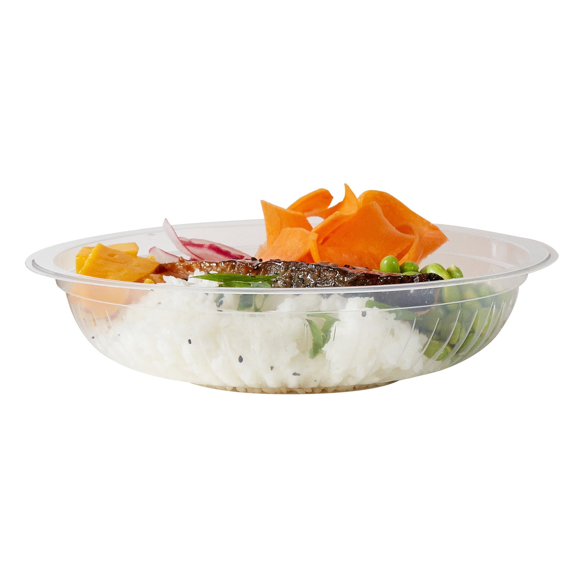 Chef 101 34 oz Round Clear Plastic Bowl - Microwavable - 9" x 9" x 2" - 50 count box