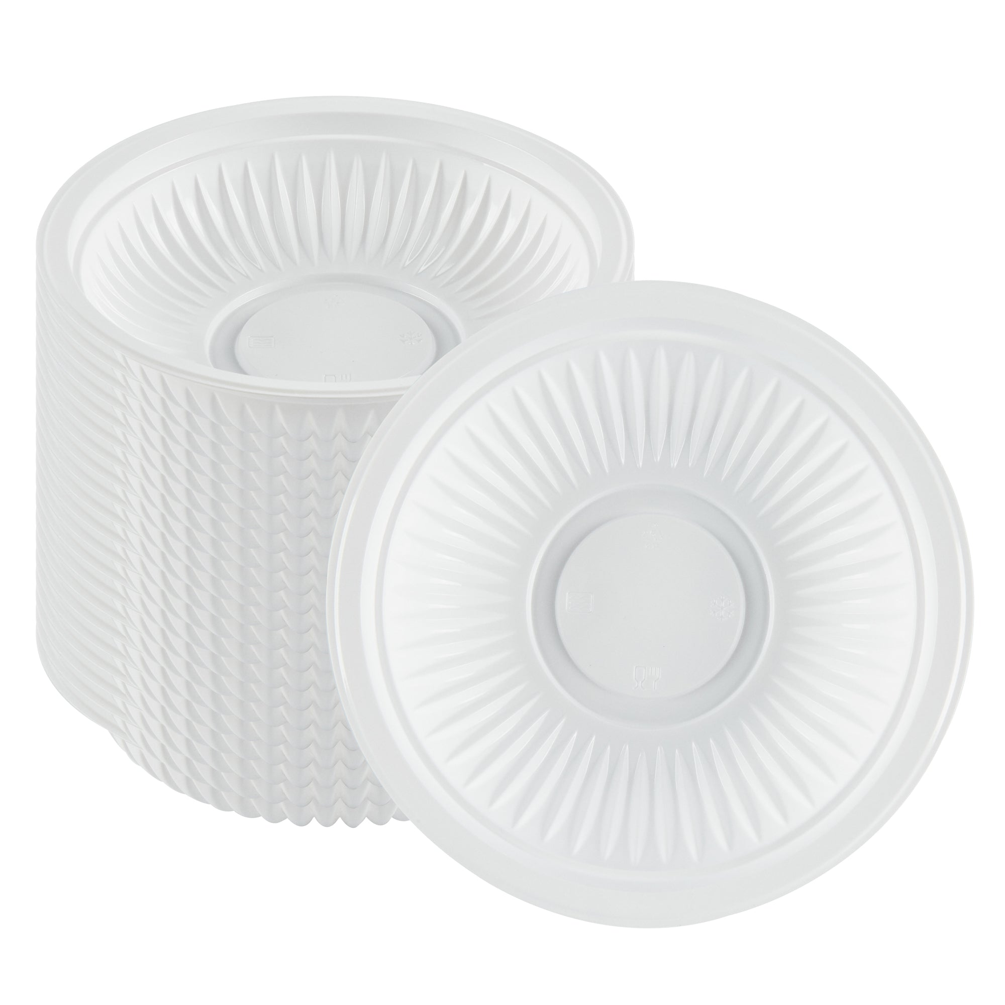Chef 101 34 oz Round White Plastic Bowl - Microwavable - 9" x 9" x 2" - 50 count box