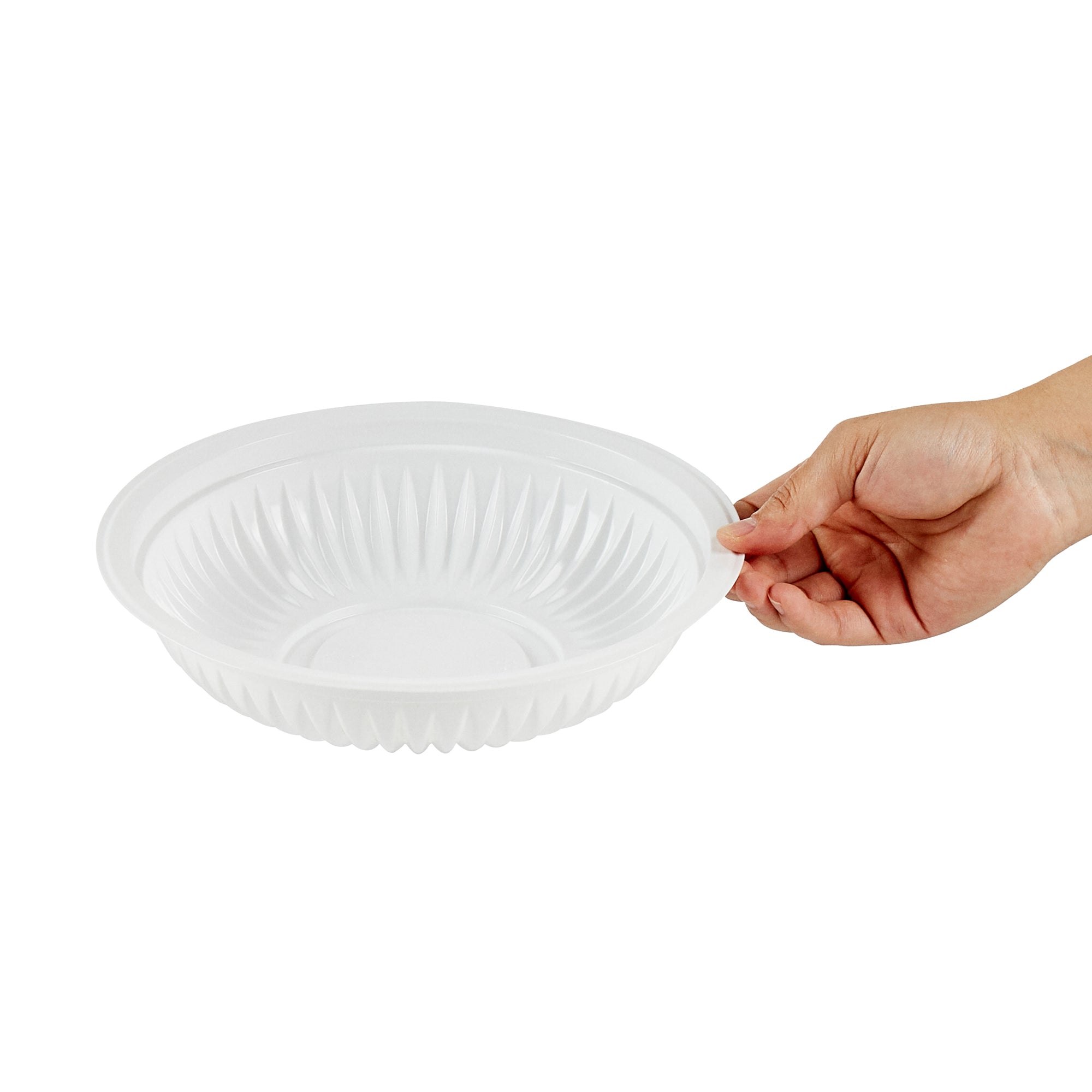 Chef 101 34 oz Round White Plastic Bowl - Microwavable - 9" x 9" x 2" - 100 count box