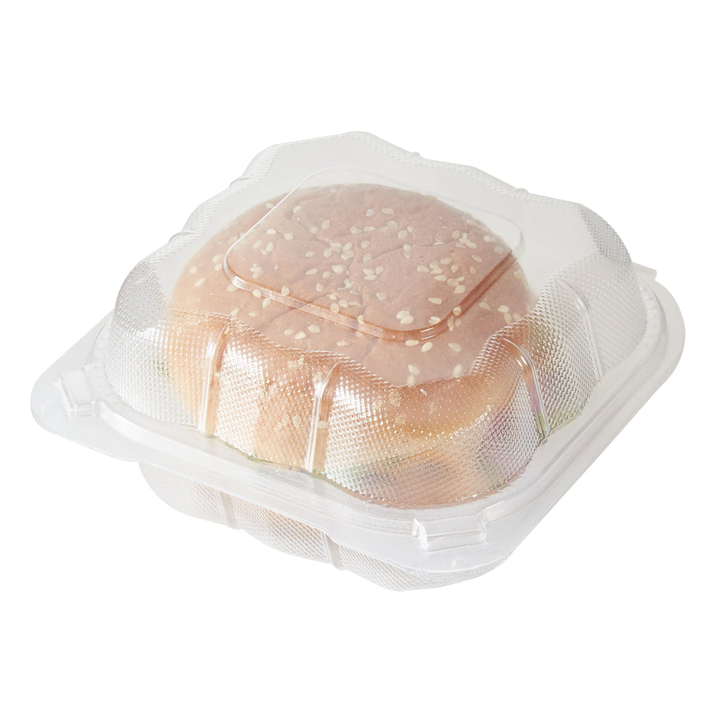 Chef 101 13 oz Square Clear Plastic Clamshell Container - Anti-Fog, Microwavable - 5 1/2" x 5 1/2" x 2 3/4" - 50 count box