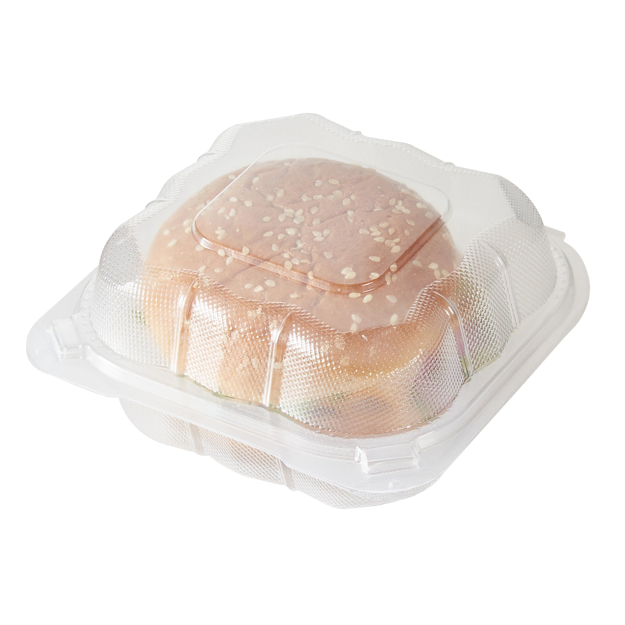 Chef 101 13 oz Square Clear Plastic Clamshell Container - Anti-Fog, Microwavable - 5 1/2" x 5 1/2" x 2 3/4" - 50 count box