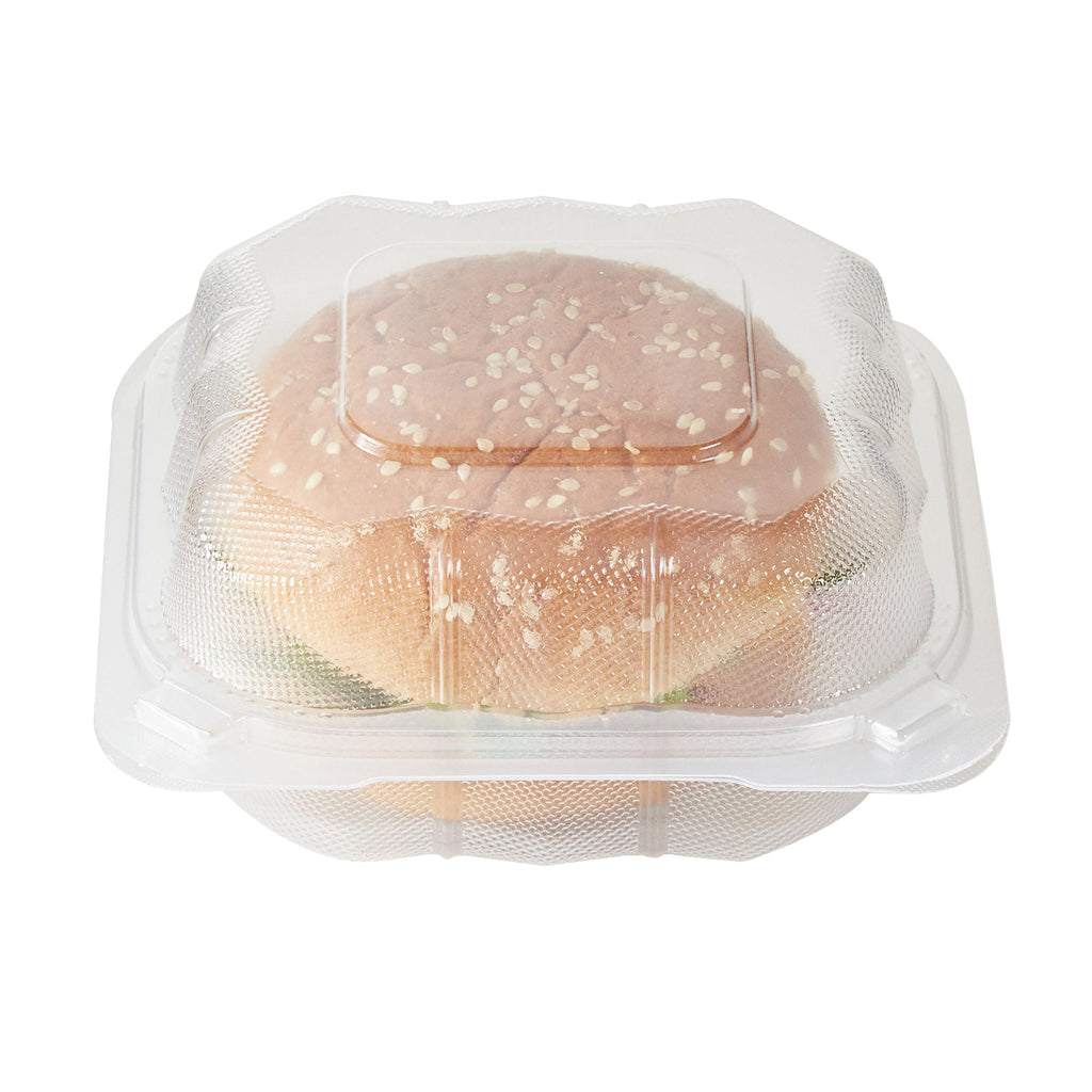 Chef 101 13 oz Square Clear Plastic Clamshell Container - Anti-Fog, Microwavable - 5 1/2" x 5 1/2" x 2 3/4" - 50 count box
