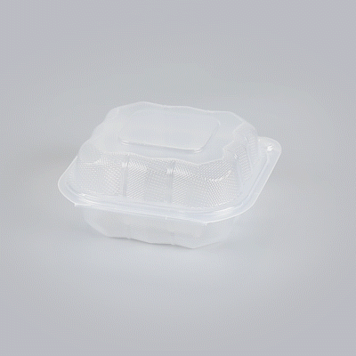Chef 101 13 oz Square Clear Plastic Clamshell Container - Anti-Fog, Microwavable - 5 1/2" x 5 1/2" x 2 3/4" - 50 count box