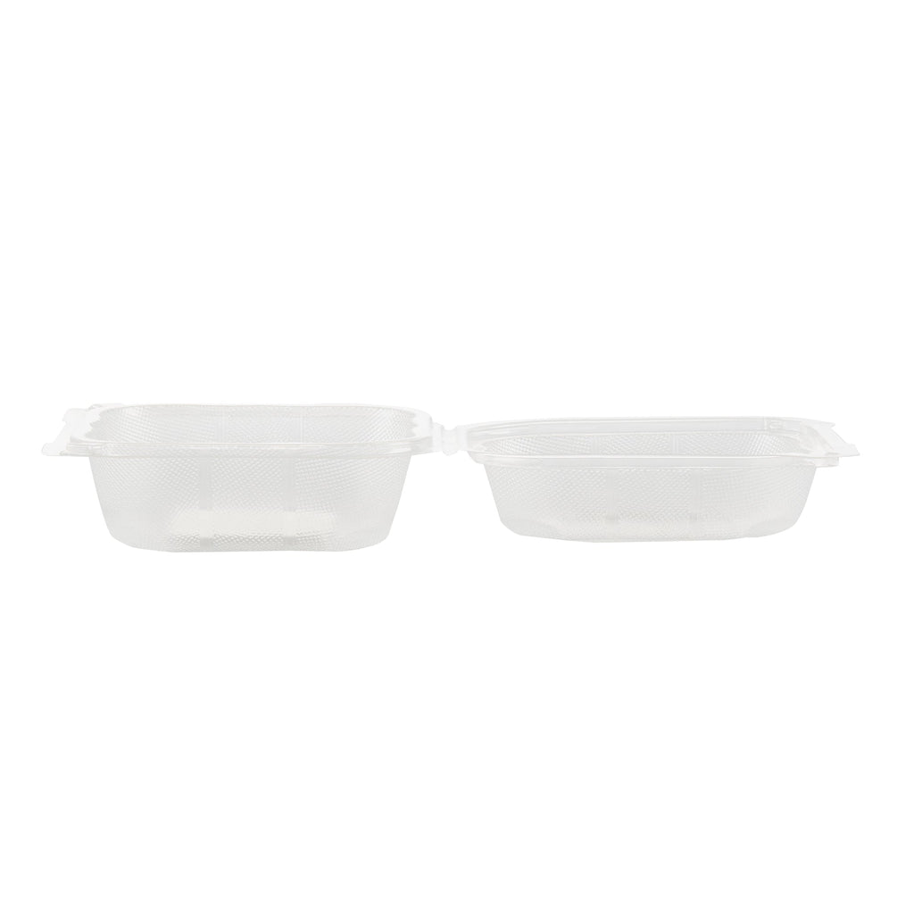 Chef 101 13 oz Square Clear Plastic Clamshell Container - Anti-Fog, Microwavable - 5 1/2" x 5 1/2" x 2 3/4" - 50 count box