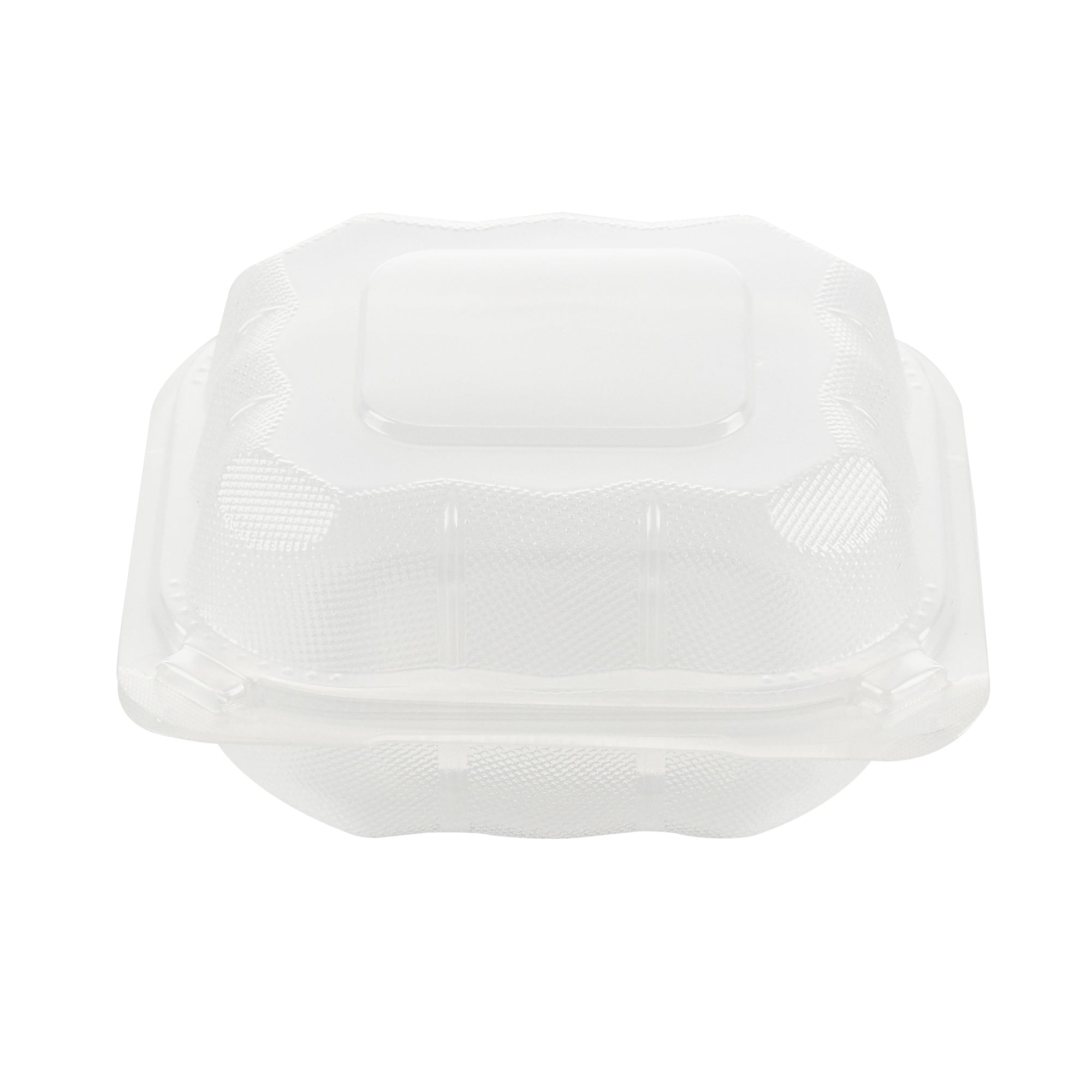 Chef 101 13 oz Square Clear Plastic Clamshell Container - Anti-Fog, Microwavable - 5 1/2" x 5 1/2" x 2 3/4" - 50 count box