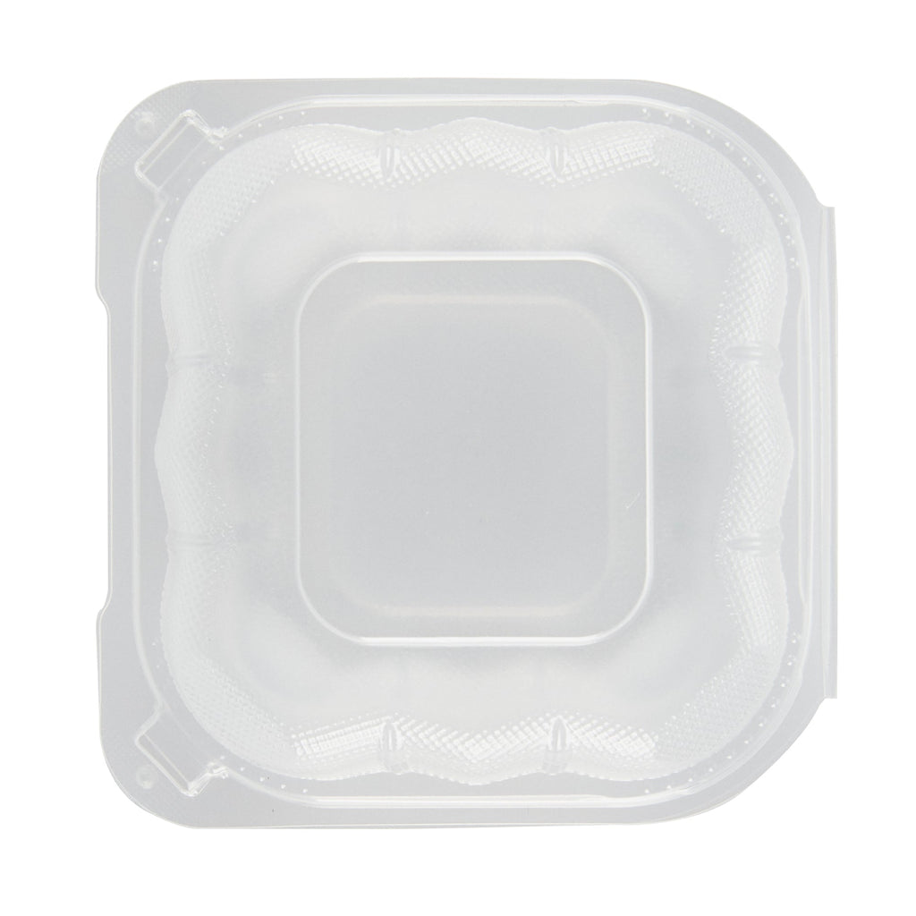 Chef 101 13 oz Square Clear Plastic Clamshell Container - Anti-Fog, Microwavable - 5 1/2" x 5 1/2" x 2 3/4" - 50 count box