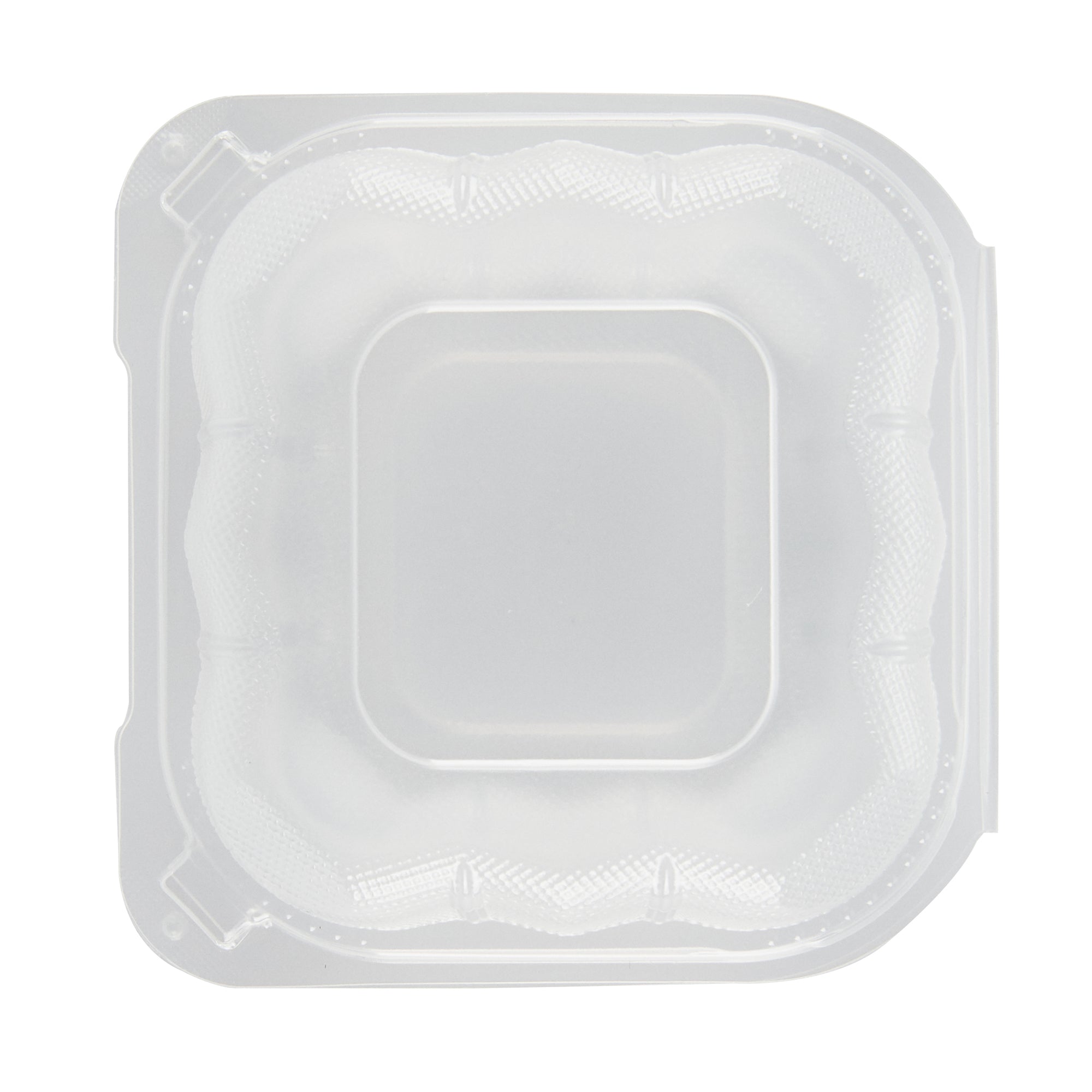 Chef 101 13 oz Square Clear Plastic Clamshell Container - Anti-Fog, Microwavable - 5 1/2" x 5 1/2" x 2 3/4" - 100 count box