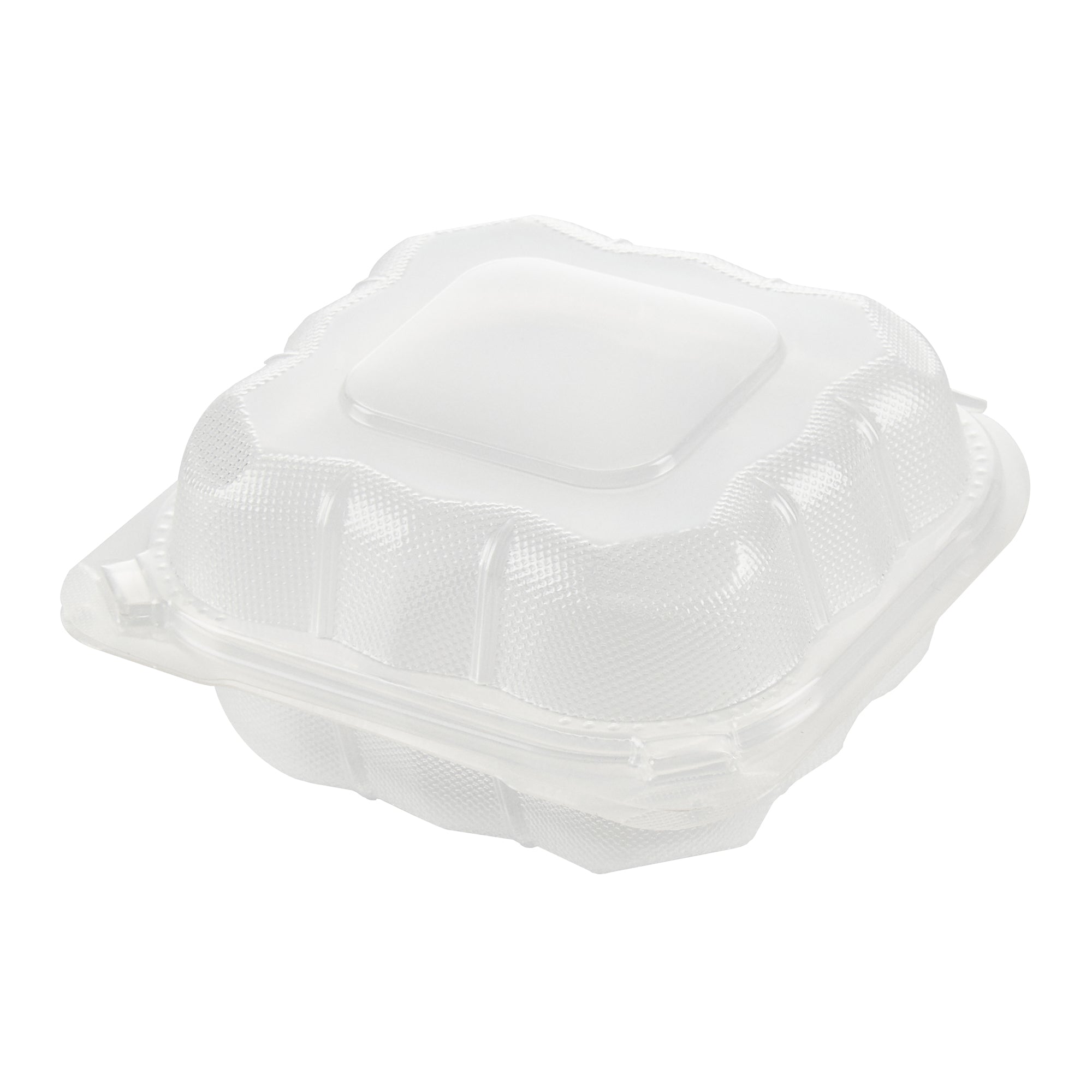 Chef 101 13 oz Square Clear Plastic Clamshell Container - Anti-Fog, Microwavable - 5 1/2" x 5 1/2" x 2 3/4" - 100 count box