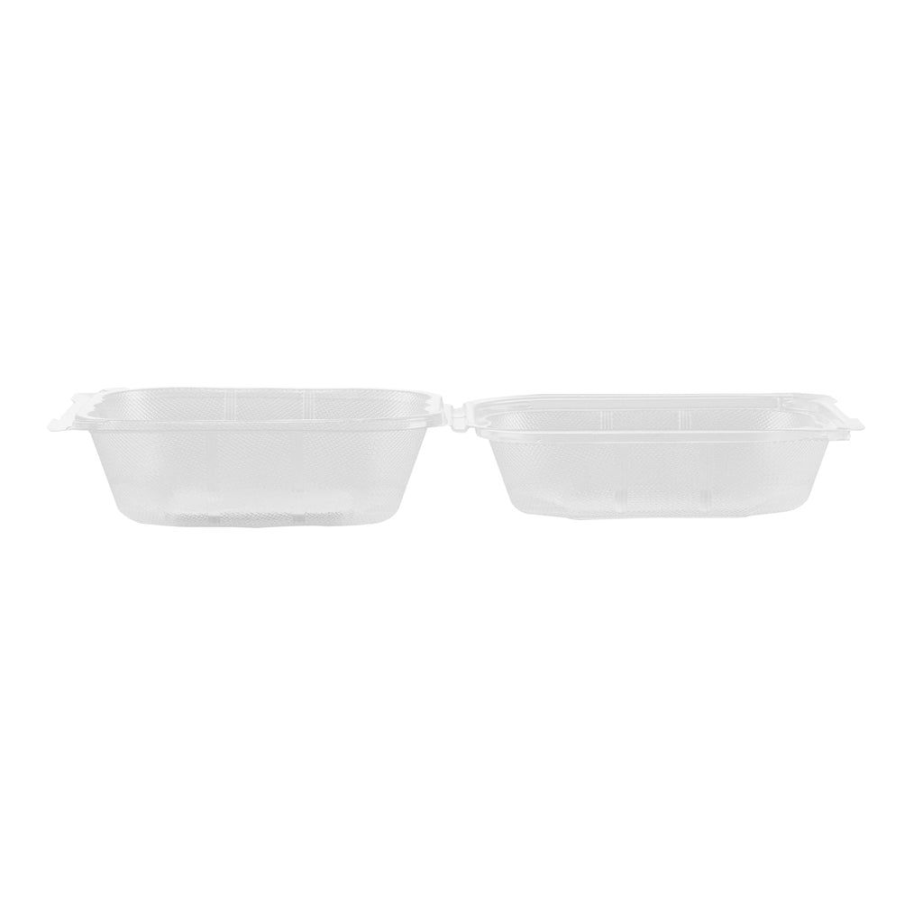Chef 101 17 oz Square Clear Plastic Clamshell Container - Anti-Fog, Microwavable - 6" x 6" x 3" - 50 count box