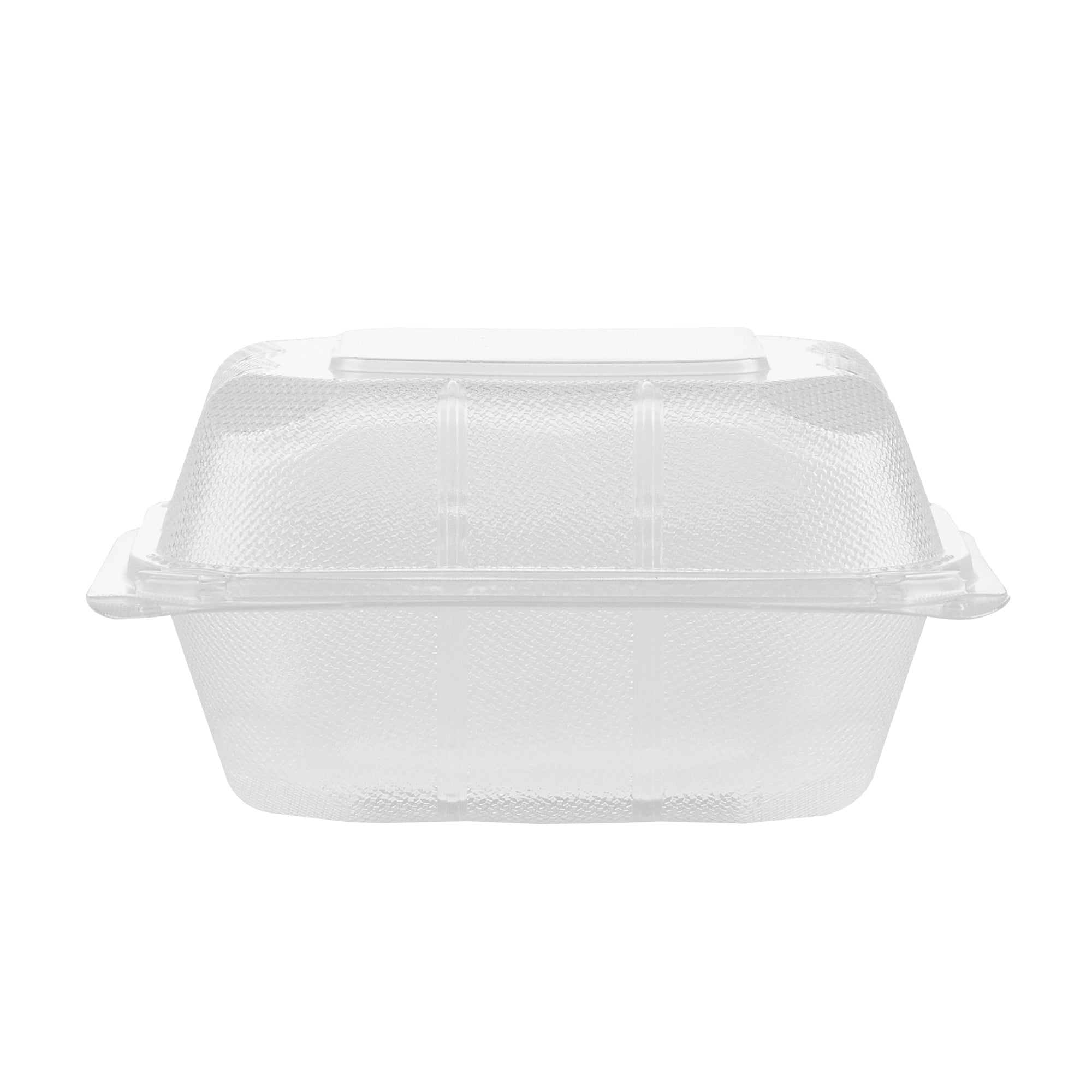 Chef 101 17 oz Square Clear Plastic Clamshell Container - Anti-Fog, Microwavable - 6" x 6" x 3" - 50 count box
