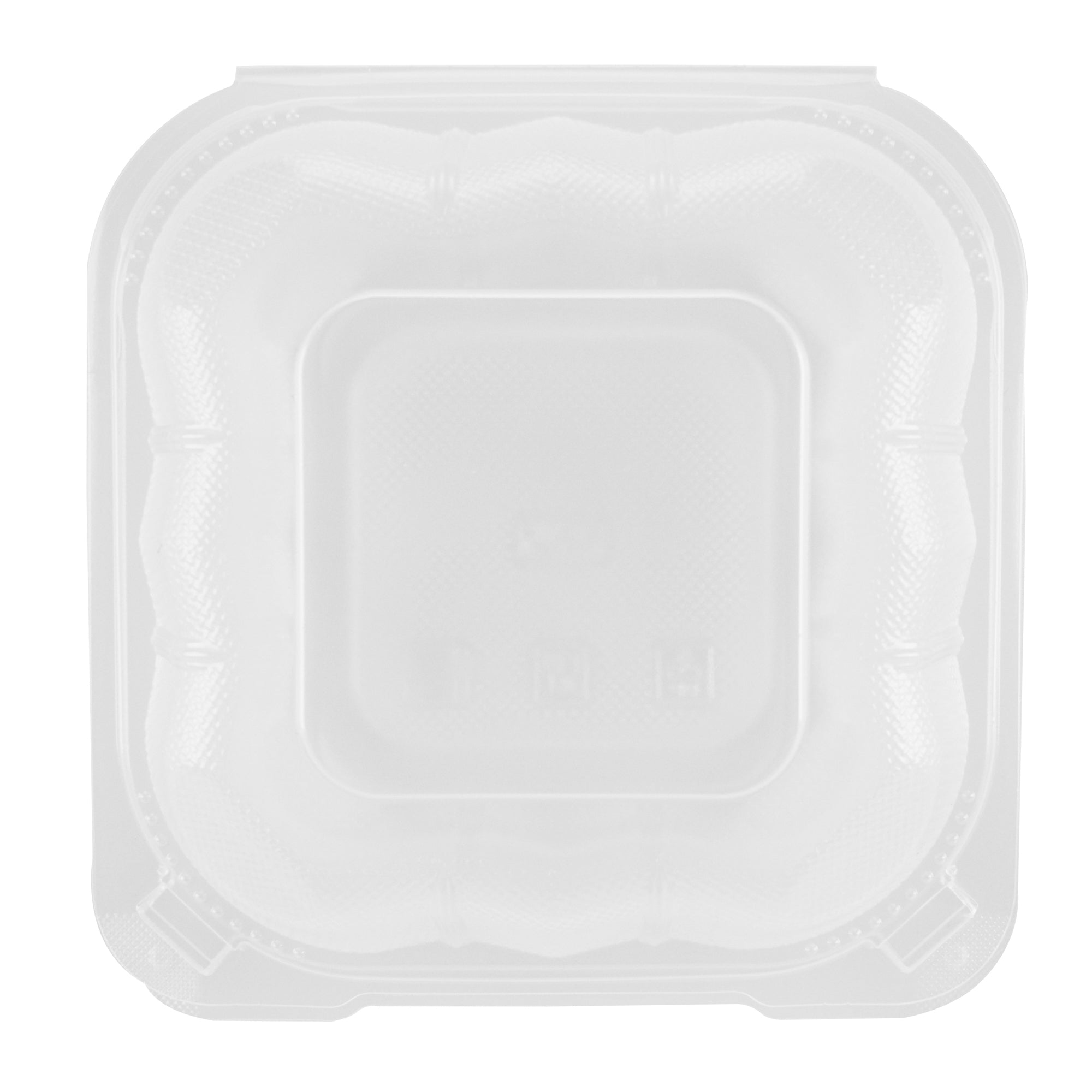 Chef 101 17 oz Square Clear Plastic Clamshell Container - Anti-Fog, Microwavable - 6" x 6" x 3" - 50 count box