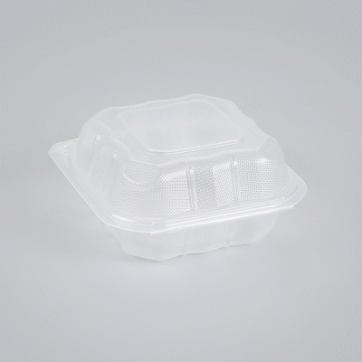 Chef 101 17 oz Square Clear Plastic Clamshell Container - Anti-Fog, Microwavable - 6" x 6" x 3" - 100 count box