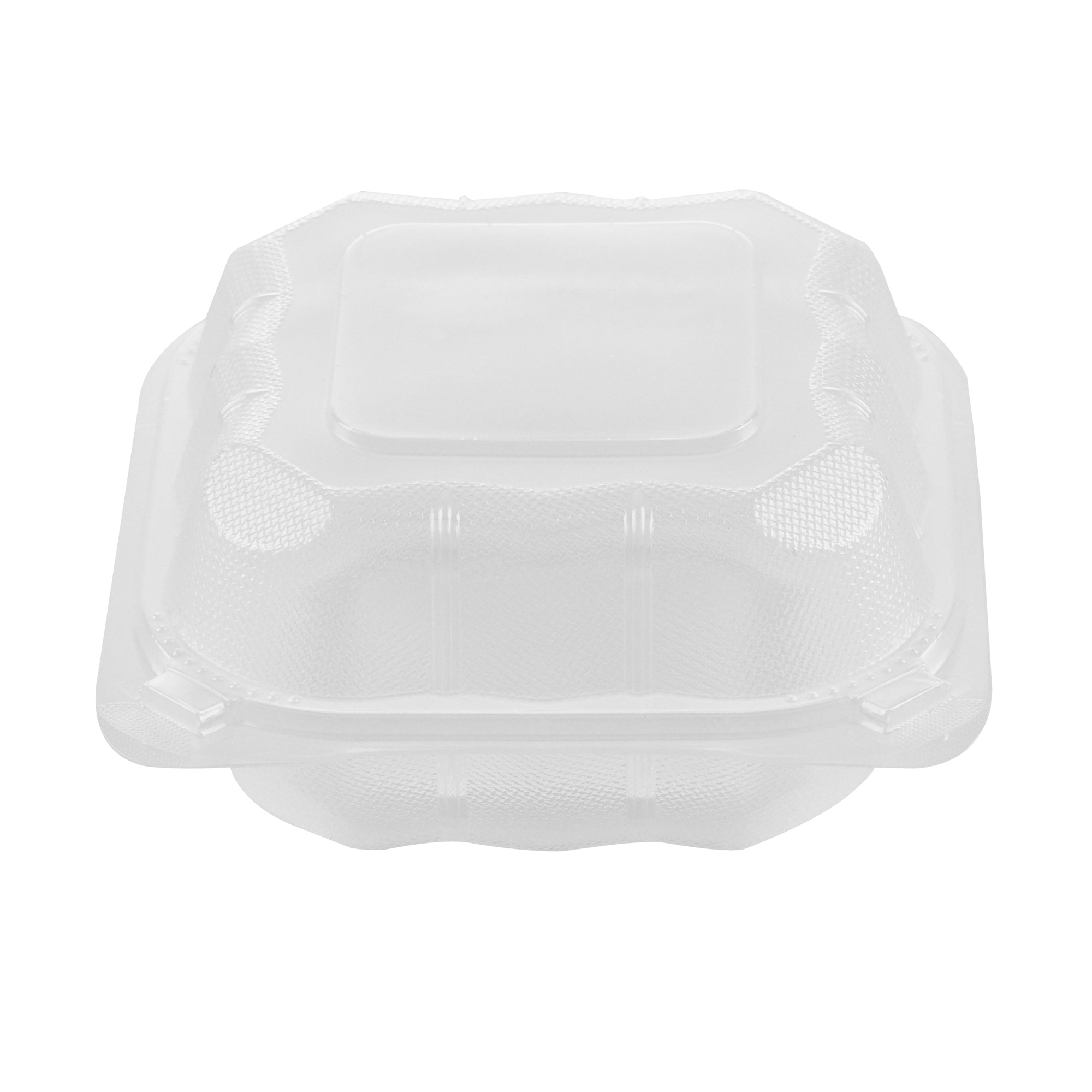 Chef 101 17 oz Square Clear Plastic Clamshell Container - Anti-Fog, Microwavable - 6" x 6" x 3" - 100 count box