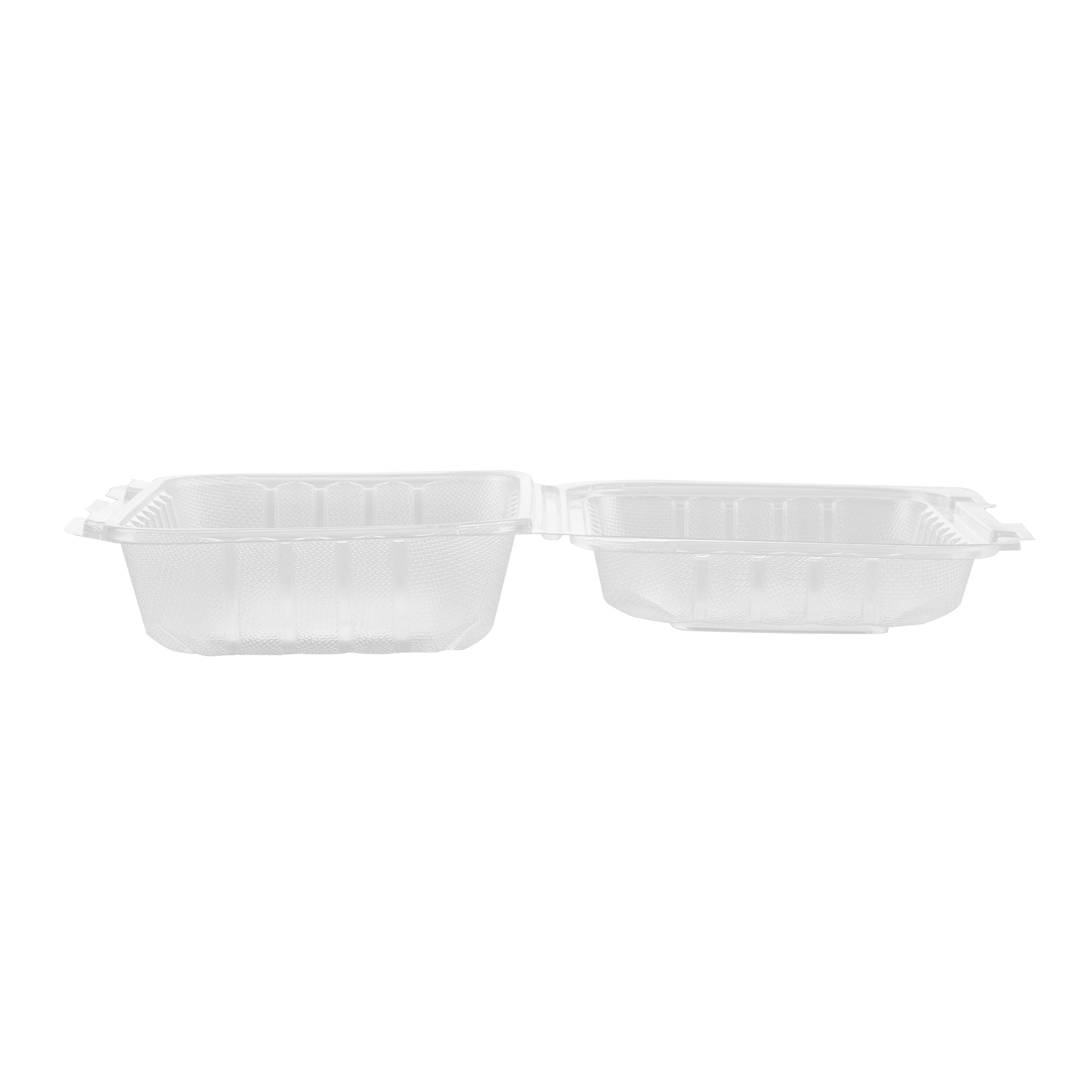 Chef 101 29 oz Rectangle Clear Plastic Clamshell Container - Anti-Fog, Microwavable - 9" x 6" x 2 3/4" - 50 count box