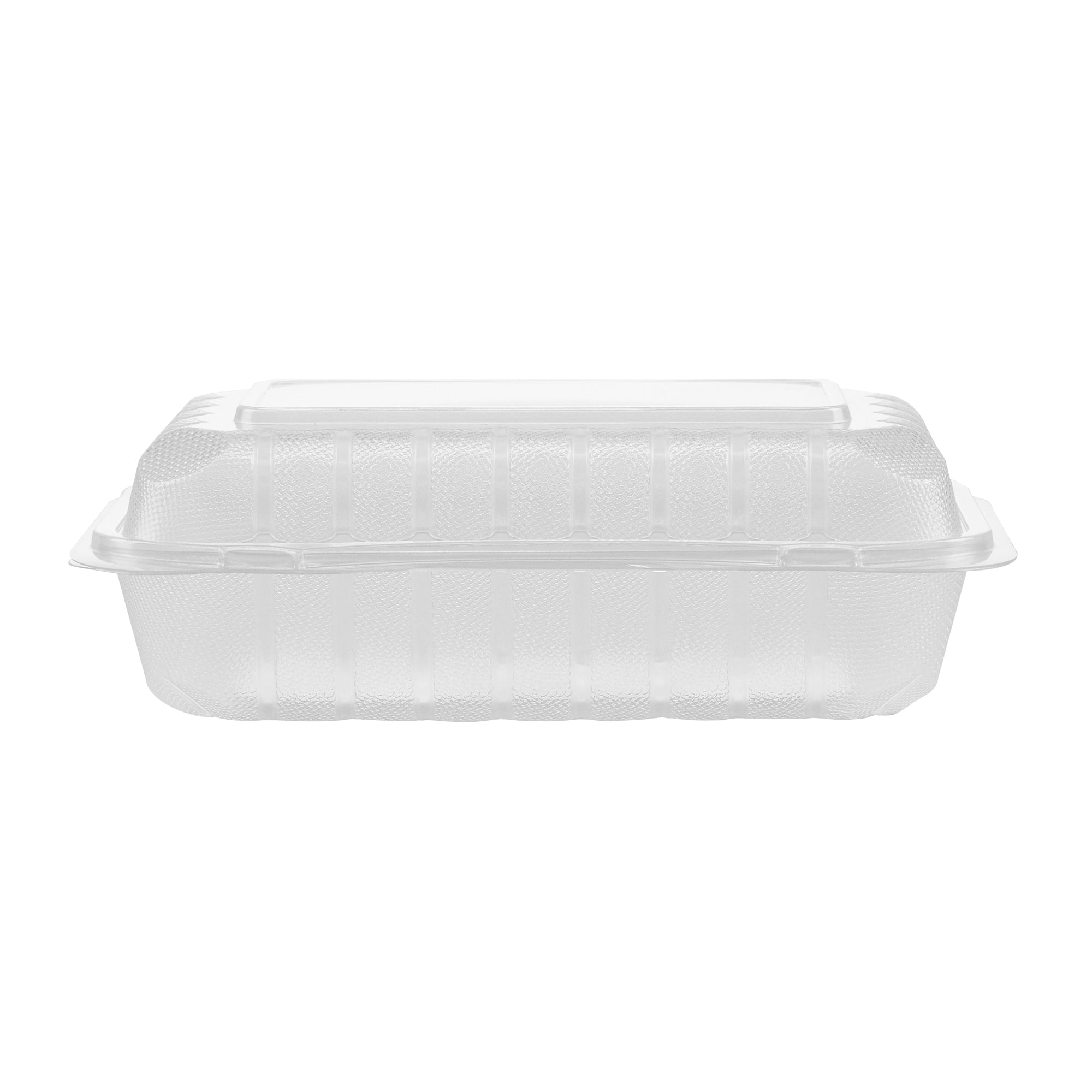 Chef 101 29 oz Rectangle Clear Plastic Clamshell Container - Anti-Fog, Microwavable - 9" x 6" x 2 3/4" - 100 count box