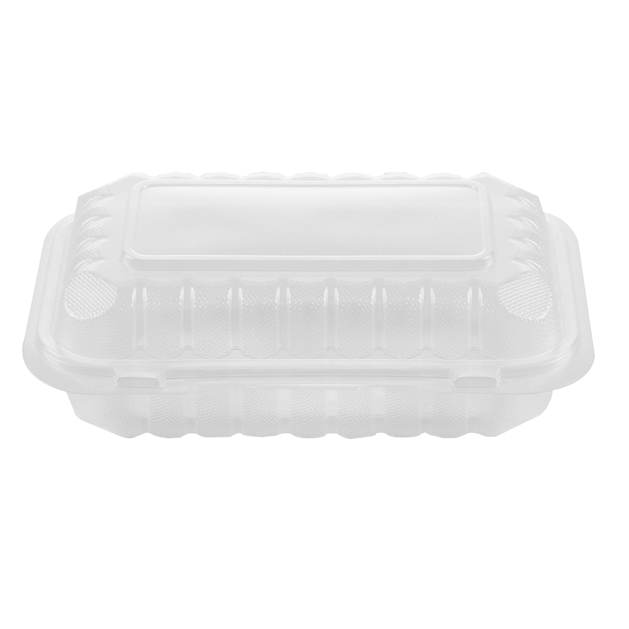Chef 101 29 oz Rectangle Clear Plastic Clamshell Container - Anti-Fog, Microwavable - 9" x 6" x 2 3/4" - 100 count box