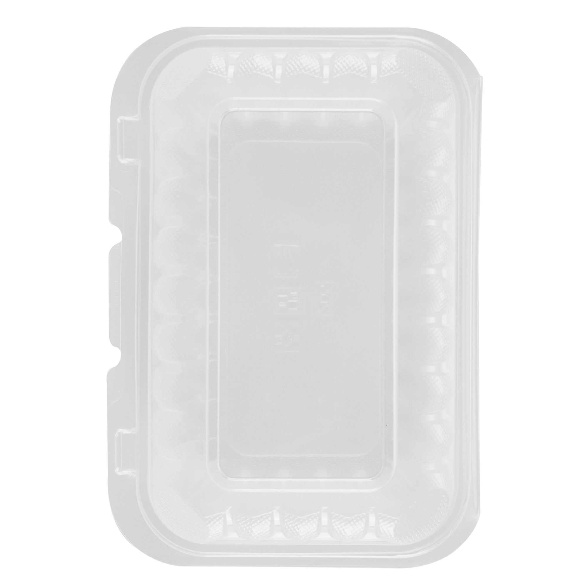 Chef 101 29 oz Rectangle Clear Plastic Clamshell Container - Anti-Fog, Microwavable - 9" x 6" x 2 3/4" - 100 count box