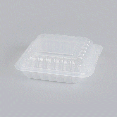 Chef 101 34 oz Square Clear Plastic Clamshell Container - Microwavable - 8" x 8" x 3" - 50 count box