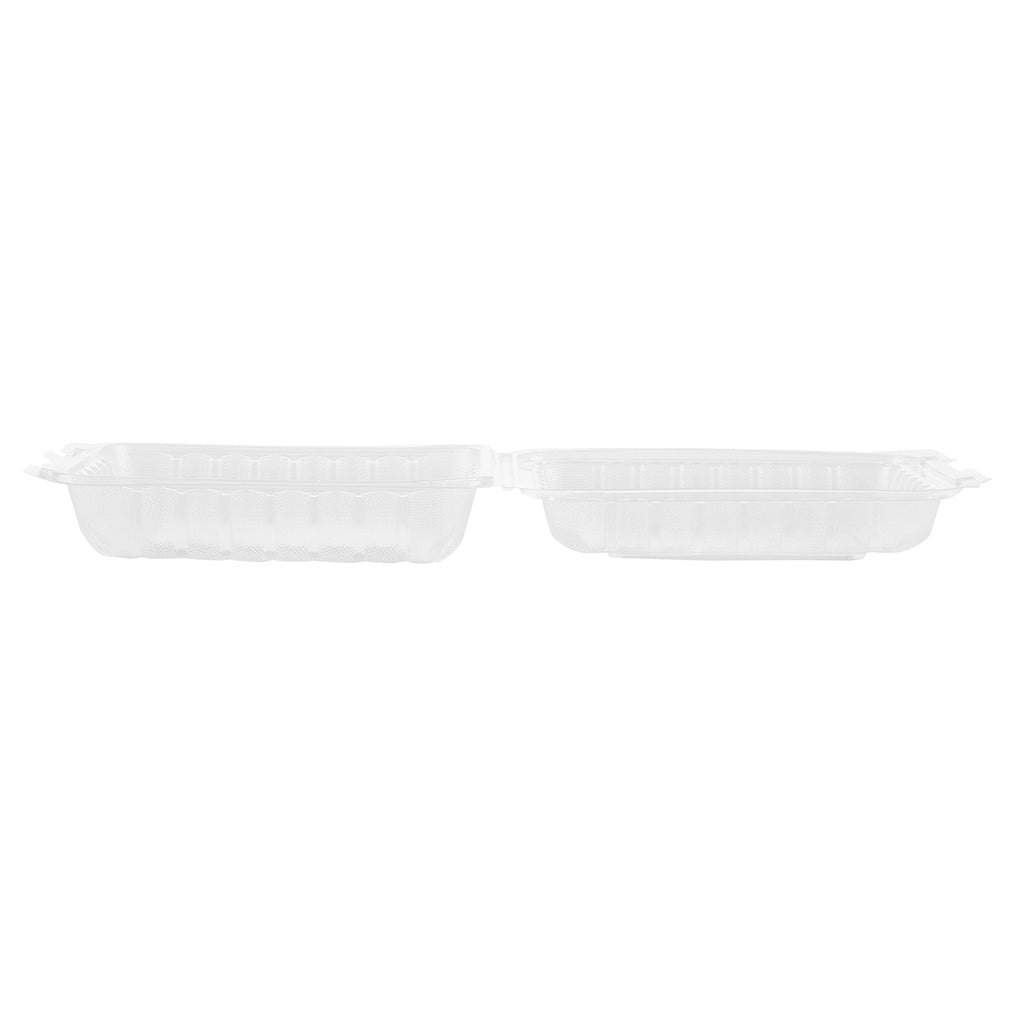 Chef 101 40 oz Square Clear Plastic Clamshell Container - Microwavable - 9" x 9" x 3" - 50 count box