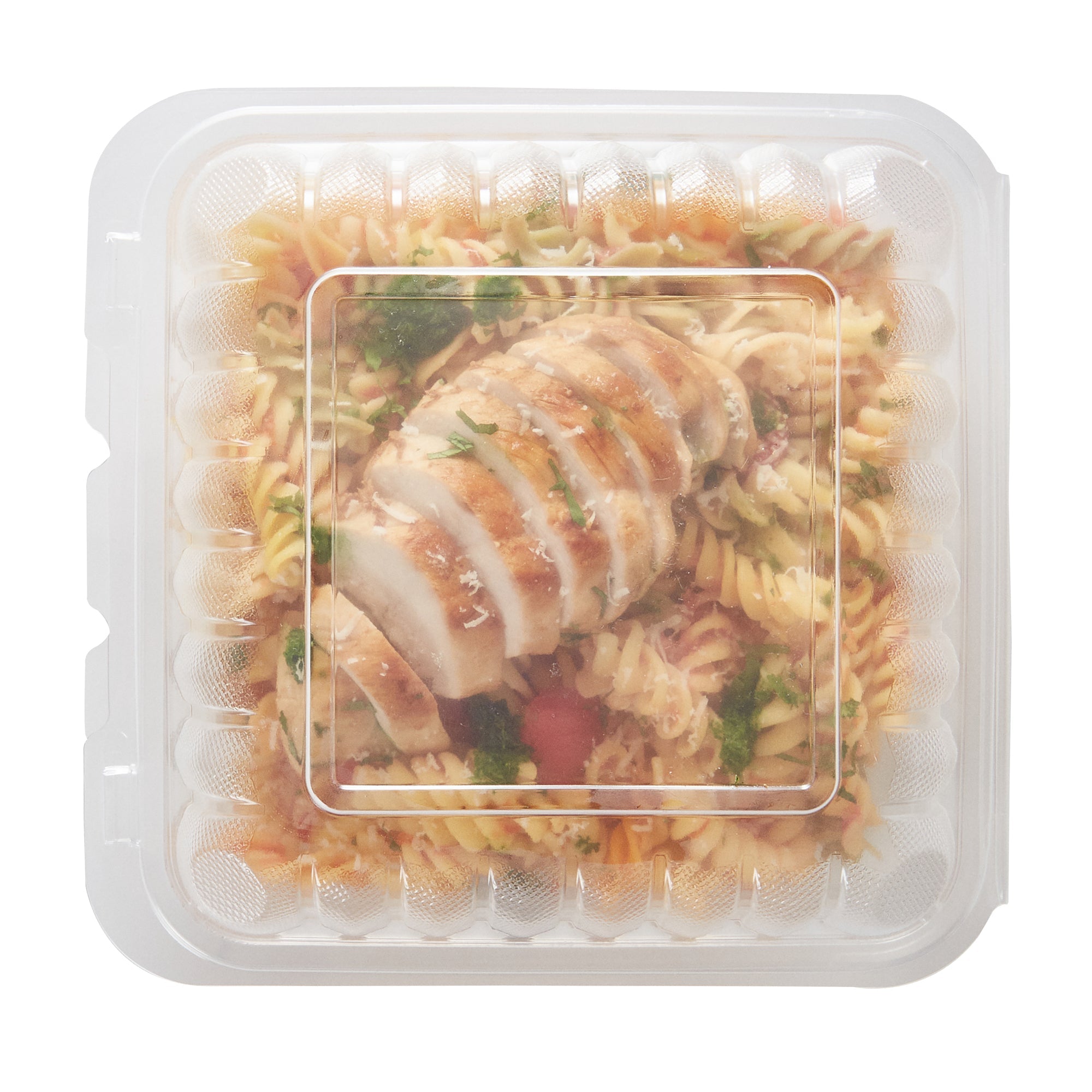 Chef 101 40 oz Square Clear Plastic Clamshell Container - Microwavable - 9" x 9" x 3" - 100 count box