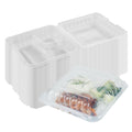 Chef 101 40 oz Square Clear Plastic Clamshell Container - 3 Compartments, Microwavable - 9" x 9" x 3" - 50 count box