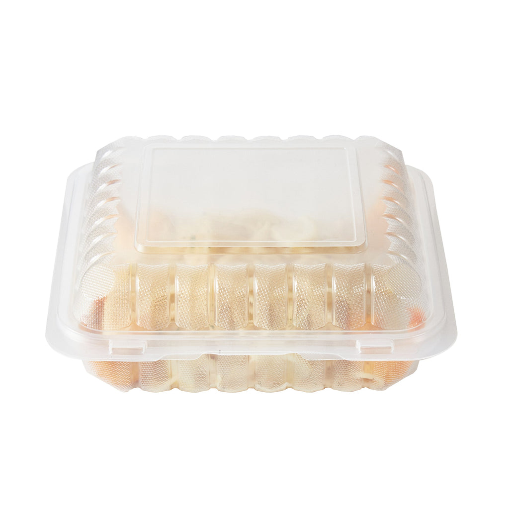 Chef 101 47 oz Square Clear Plastic Clamshell Container - Microwavable - 9" x 9" x 3 1/2" - 50 count box