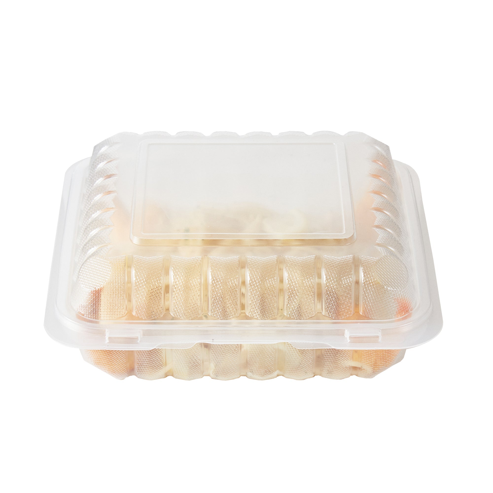 Chef 101 47 oz Square Clear Plastic Clamshell Container - Microwavable - 9" x 9" x 3 1/2" - 50 count box