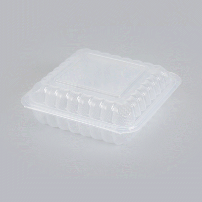 Chef 101 47 oz Square Clear Plastic Clamshell Container - Microwavable - 9" x 9" x 3 1/2" - 100 count box