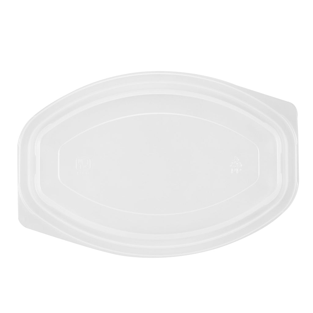 Chef 101 12 oz Oval Black Plastic Food Container - with Clear Lid, Microwavable - 8" x 5 1/2" x 2" - 50 count box