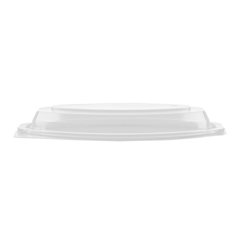 Chef 101 12 oz Oval Black Plastic Food Container - with Clear Lid, Microwavable - 8" x 5 1/2" x 2" - 50 count box