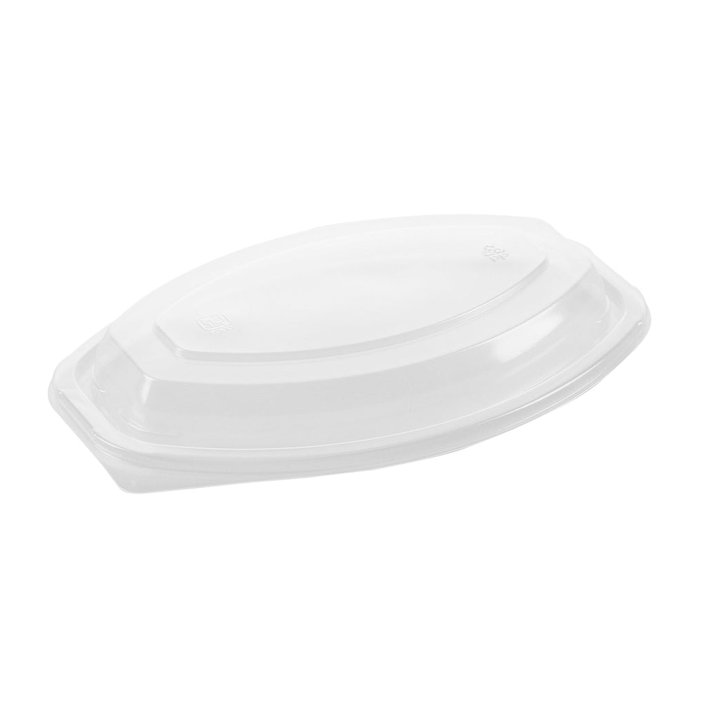 Chef 101 12 oz Oval Black Plastic Food Container - with Clear Lid, Microwavable - 8" x 5 1/2" x 2" - 100 count box