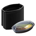 Chef 101 16 oz Oval Black Plastic Food Container - with Clear Lid, Microwavable - 8" x 5 1/2" x 2 1/4" - 100 count box