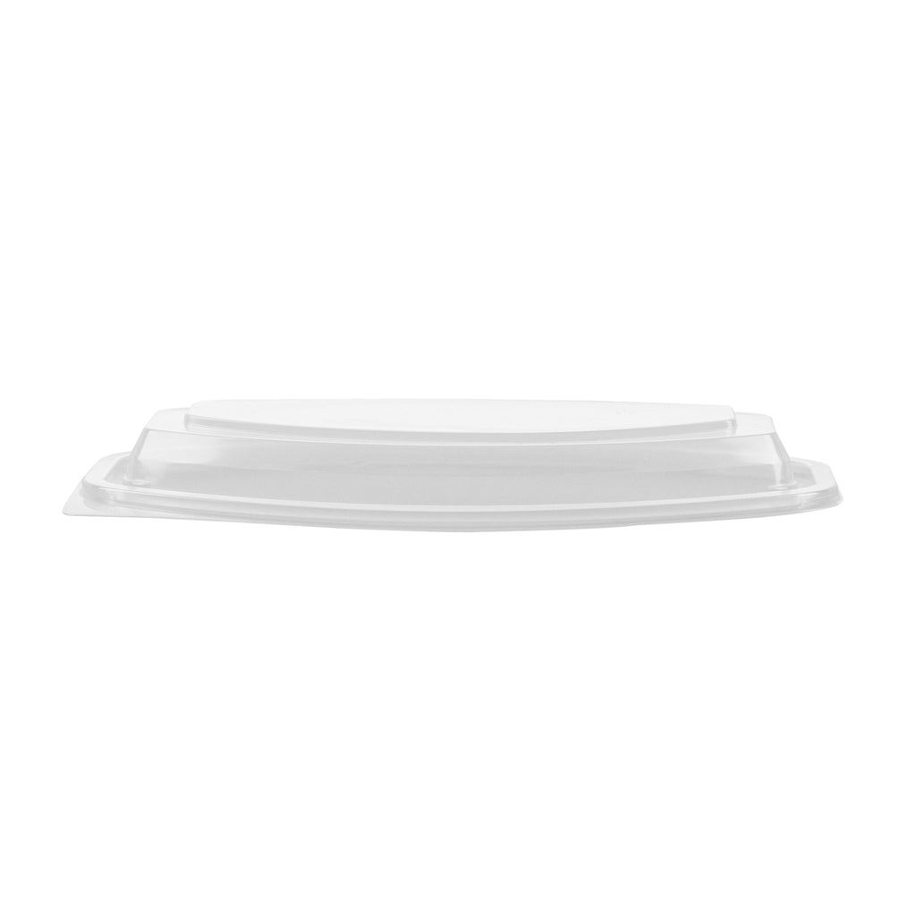 Chef 101 21 oz Oval Black Plastic Food Container - with Clear Lid, Microwavable - 9 1/4" x 5 3/4" x 2 1/4" - 50 count box