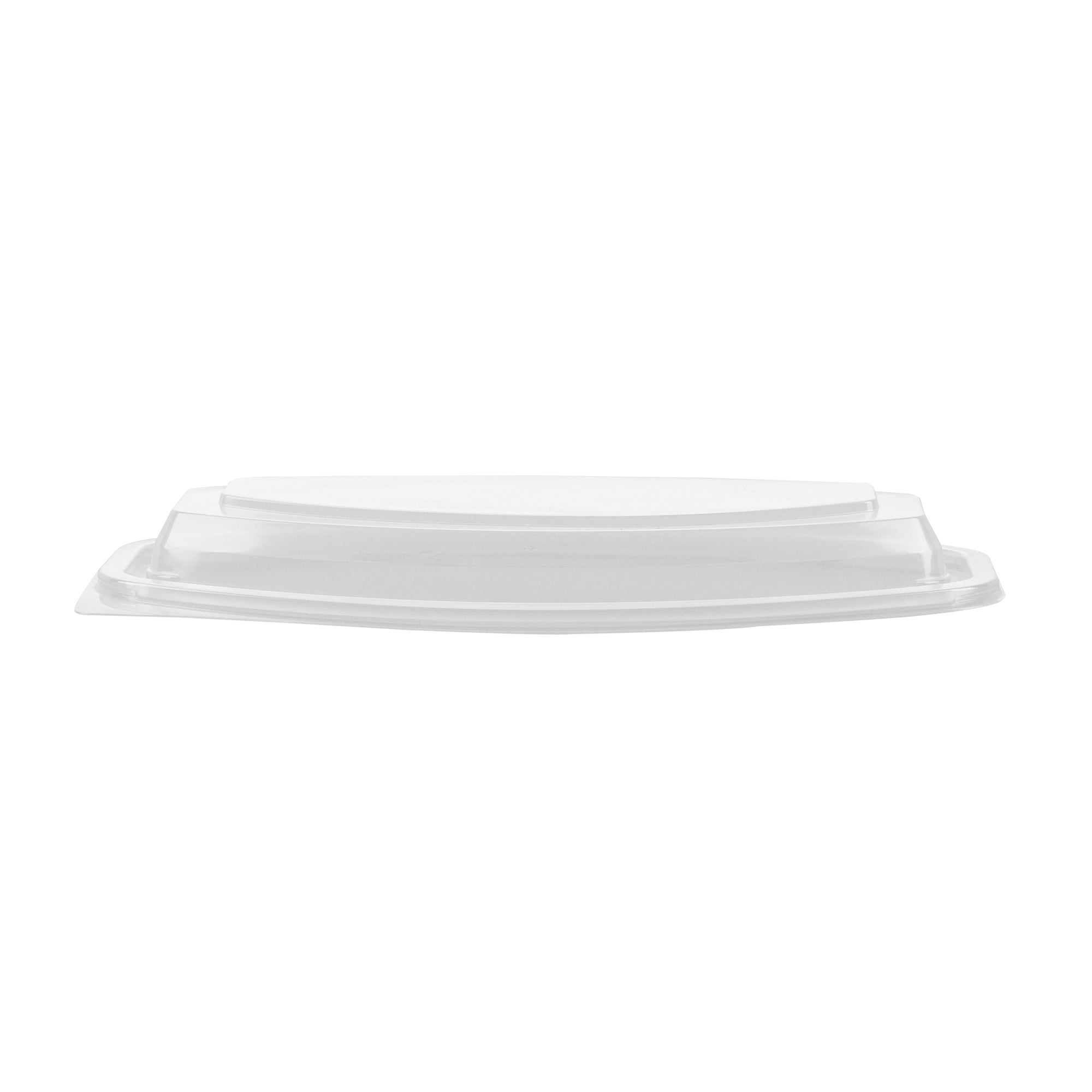 Chef 101 21 oz Oval Black Plastic Food Container - with Clear Lid, Microwavable - 9 1/4" x 5 3/4" x 2 1/4" - 50 count box