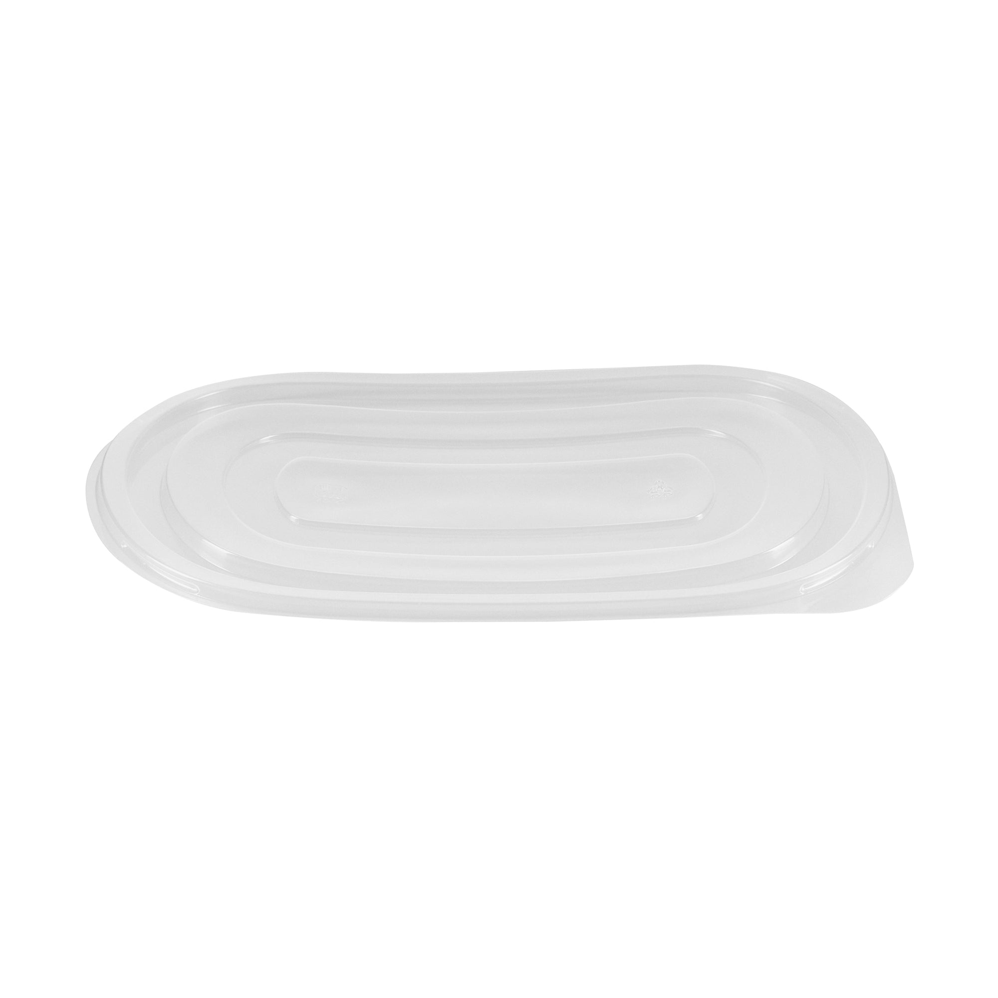 Chef 101 25 oz Oval Black Plastic Food Container - with Clear Flat Lid, Microwavable - 9 1/4" x 6" x 1 3/4" - 50 count box