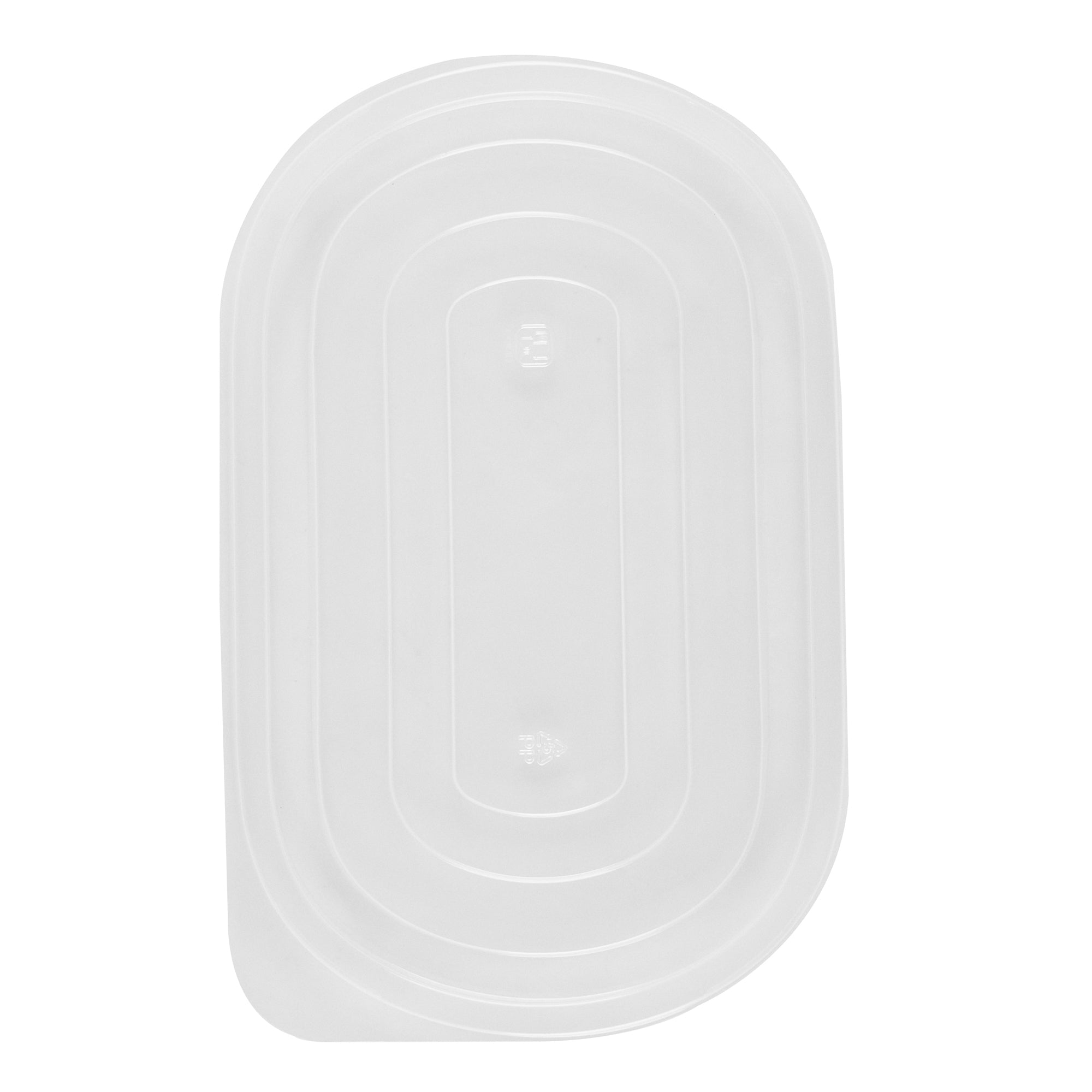 Chef 101 25 oz Oval Black Plastic Food Container - with Clear Flat Lid, Microwavable - 9 1/4" x 6" x 1 3/4" - 50 count box