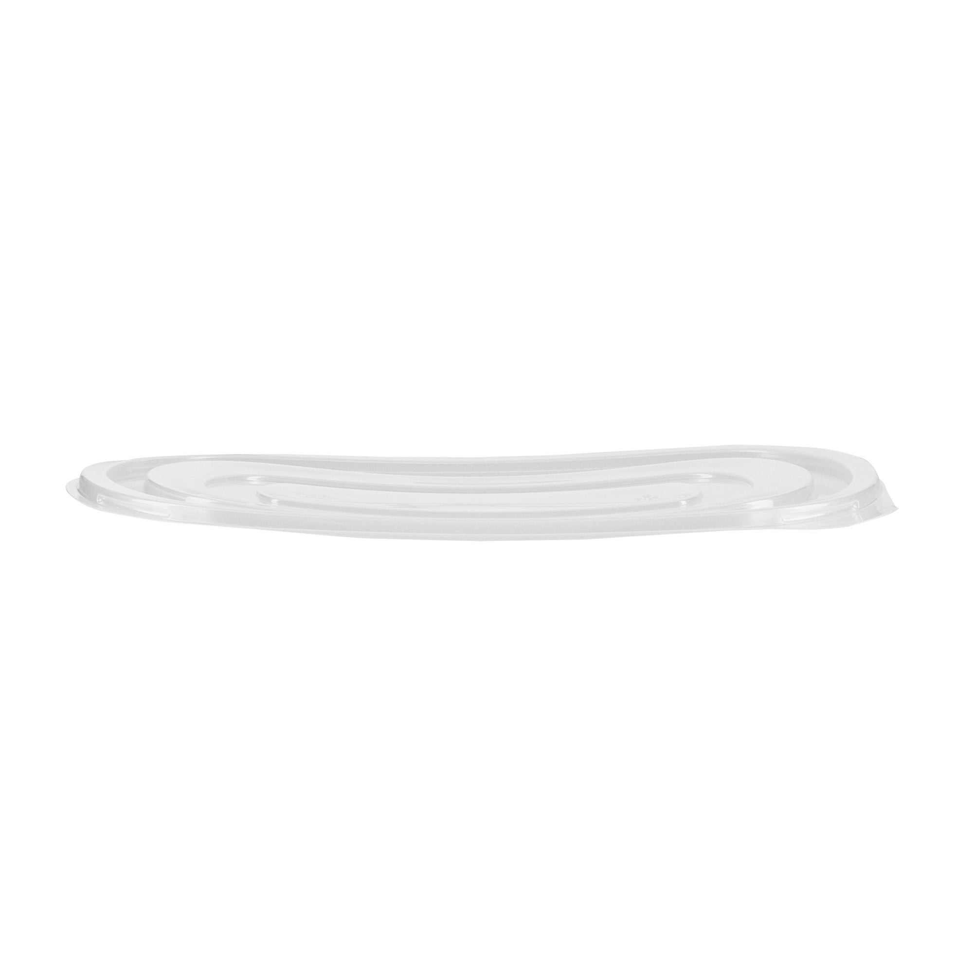 Chef 101 25 oz Oval Black Plastic Food Container - with Clear Flat Lid, Microwavable - 9 1/4" x 6" x 1 3/4" - 100 count box