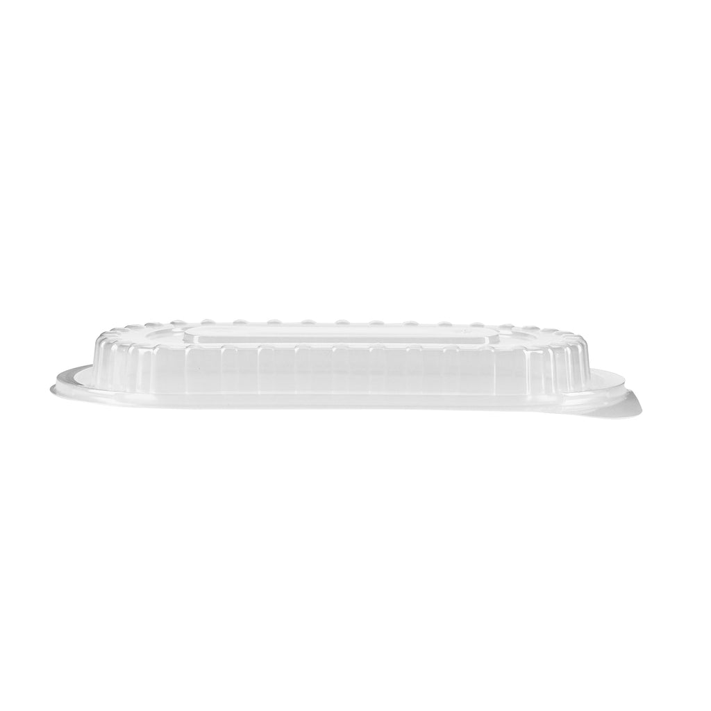 Chef 101 32 oz Oval Black Plastic Food Container - with Clear Dome Lid, Microwavable - 9 1/4" x 6" x 2 1/2" - 100 count box