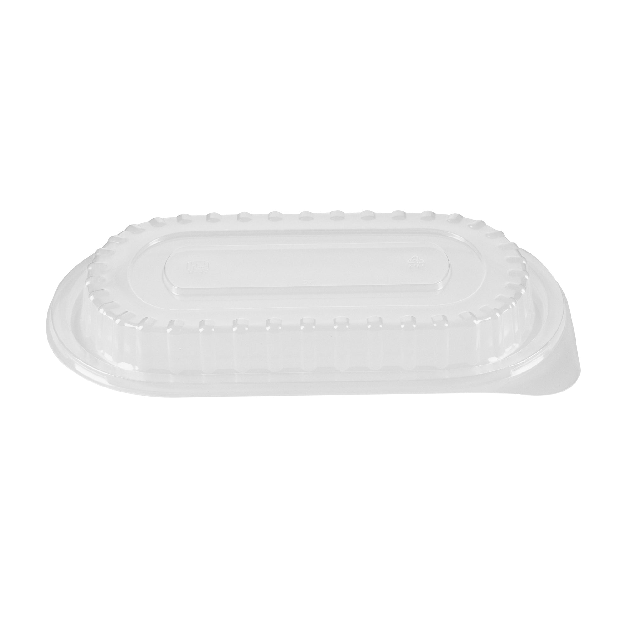 Chef 101 32 oz Oval Black Plastic Food Container - with Clear Dome Lid, Microwavable - 9 1/4" x 6" x 2 1/2" - 100 count box