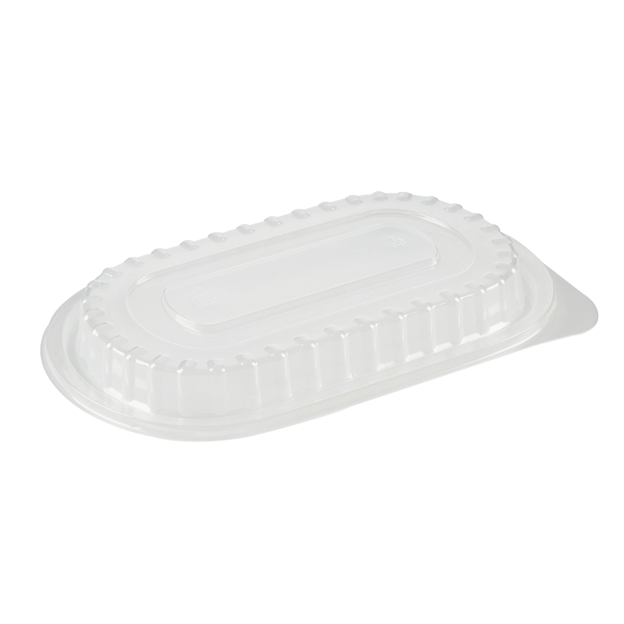 Chef 101 32 oz Oval Black Plastic Food Container - with Clear Dome Lid, Microwavable - 9 1/4" x 6" x 2 1/2" - 100 count box