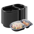 Chef 101 20 oz Oval Black Plastic Food Container - with Clear Dome Lid, Microwavable - 9 1/4" x 6" x 2 1/4" - 100 count box