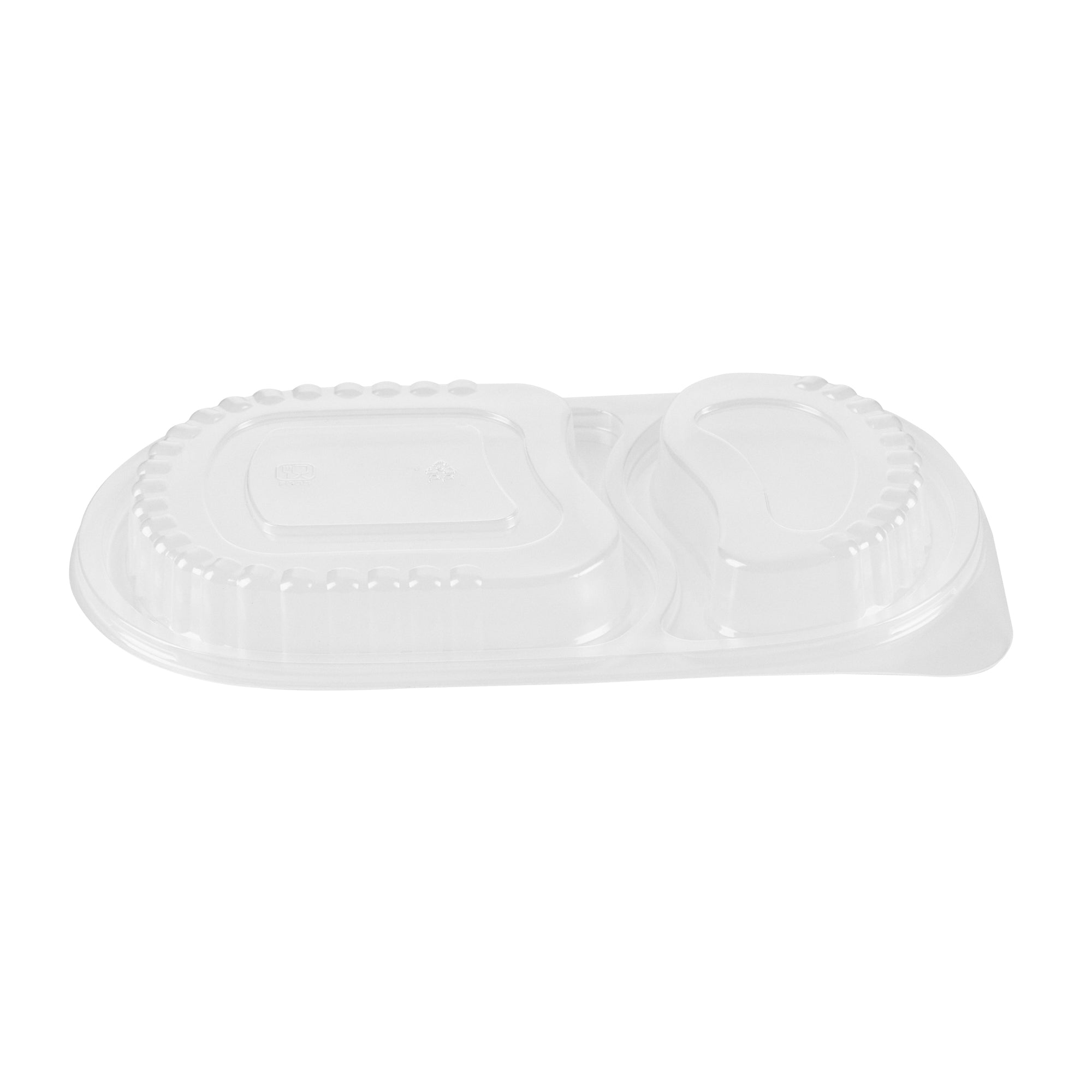 Chef 101 20 oz Oval Black Plastic Food Container - with Clear Dome Lid, Microwavable - 9 1/4" x 6" x 2 1/4" - 50 count box