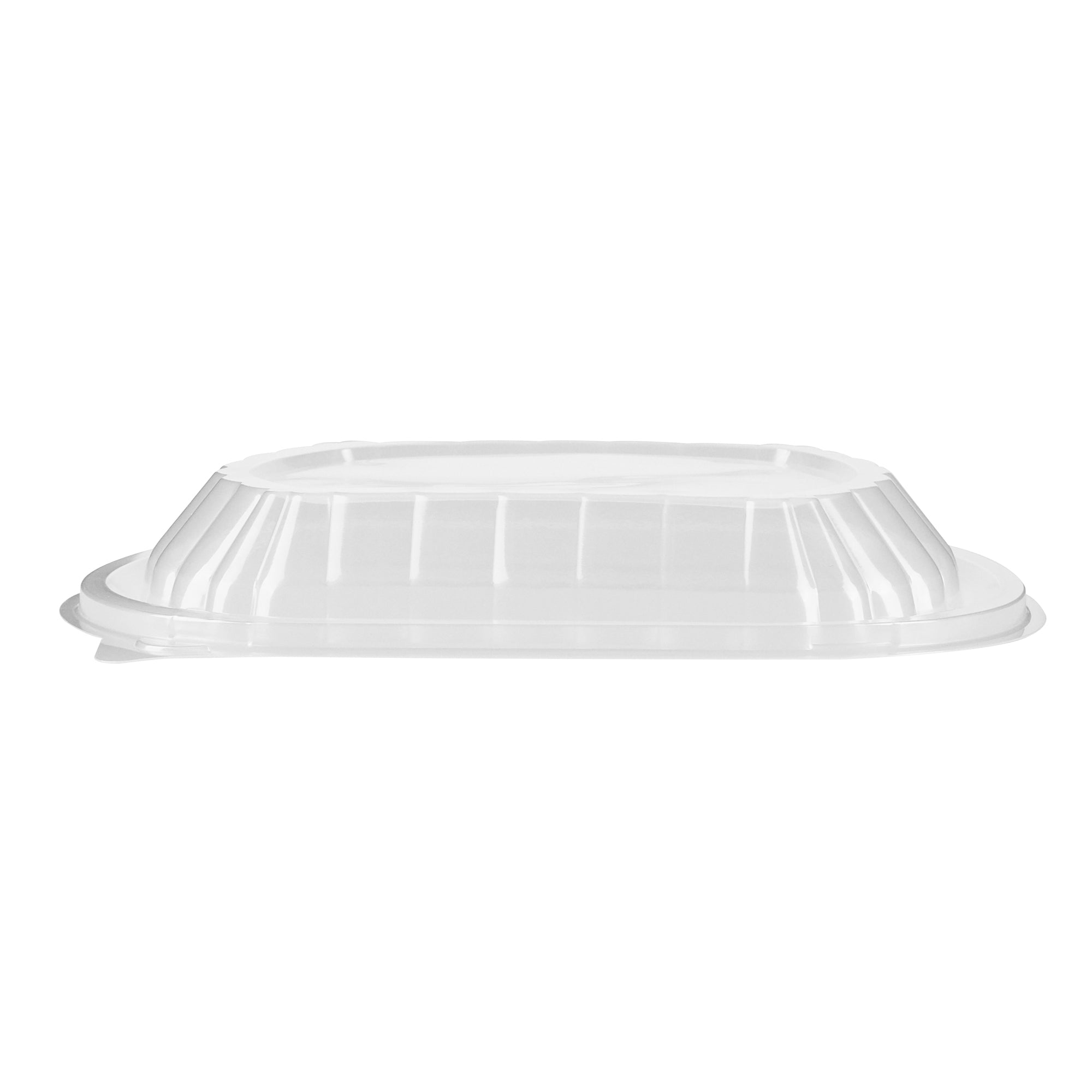 Chef 101 34 oz Oval Black Plastic Food Container - with Clear Lid, Microwavable - 9 1/2" x 8" x 2 3/4" - 100 count box