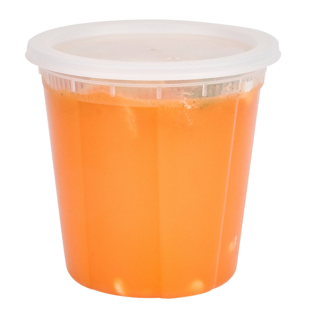 Asporto 32 oz Round Clear Plastic Soup Container - with Lid, Microwavable - 5" x 5" x 5" - 50 count box