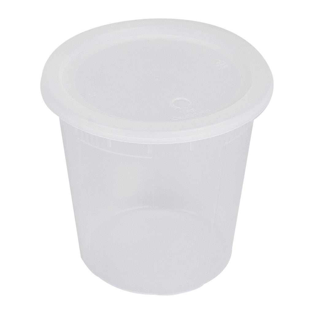 Asporto 32 oz Round Clear Plastic Soup Container - with Lid, Microwavable - 5" x 5" x 5" - 50 count box