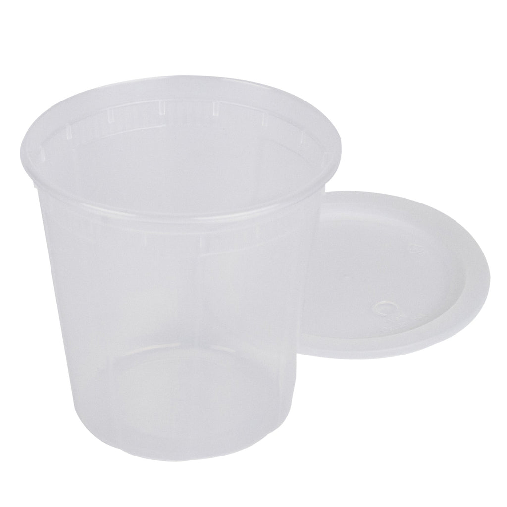 Asporto 32 oz Round Clear Plastic Soup Container - with Lid, Microwavable - 5" x 5" x 5" - 50 count box